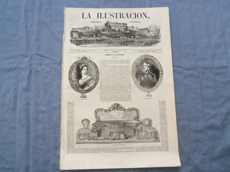 1852 LA ILUSTRACION PERIODICO UNIVERSAL NEWSPAPER - LOT OF 5 - NP 8414