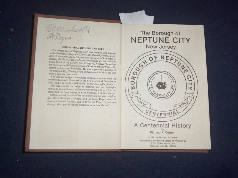 1981 BOROUGH OF NEPTUNE CITY (NJ) HARDCOVER BOOK BY RICHARD COTTRELL - KD 8161