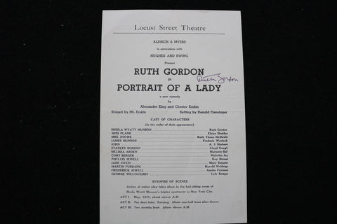 1930'S PORTRAIT OF A LADY PROGRAM - RUTH GORDON SIGNED - K 2865