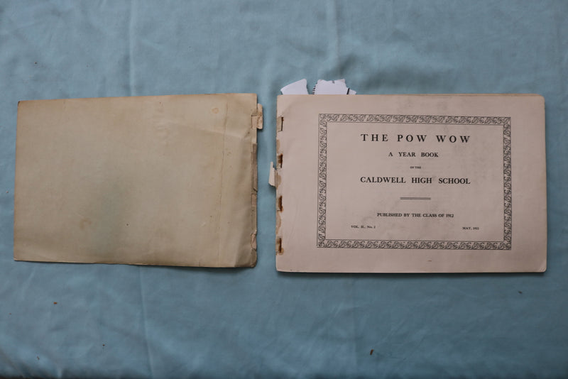 1911-1913 THE POW-WOW CALDWELL HIGH SCHOOL YEARBOOK - IDAHO - LOT OF 2 - K 2580