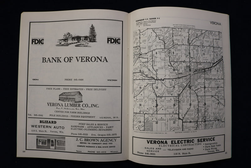 1968 DANE COUNTY WISCONSIN FARM PLAT BOOK AND DIRECTORY- SOFTCOVER - K 1429