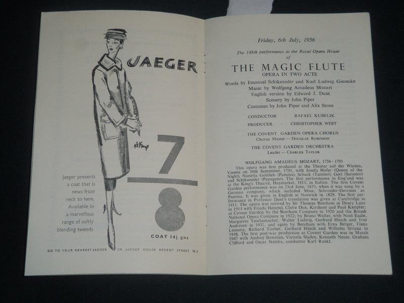 1956-1957 ROYAL OPERA HOUSE COVENT GARDEN PROGRAM LOT OF 2 - J 4272