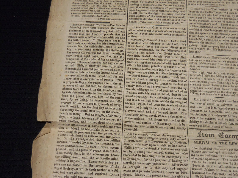 1852 FEBRUARY 7 WEEKLY UNIVERSE NEWSPAPER - NEW YORK - VOL 7 NO. 10 - NP 3879I