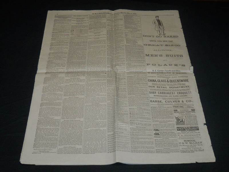 1876 MAY 11 ST. LOUIS GLOBE DEMOCRAT NEWSPAPER - CENTENNIAL EXPOSITION - NP 4825