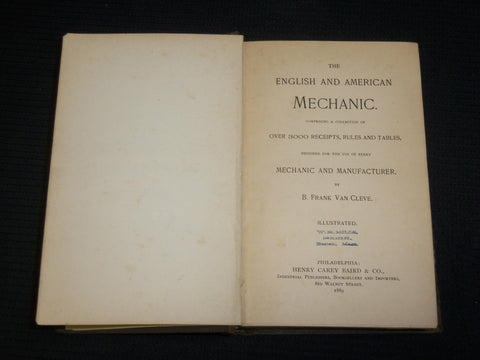 1889 THE ENGLISH AND AMERICAN MECHANICAL HARDCOVER BOOK BY CLEVE - KD 7475
