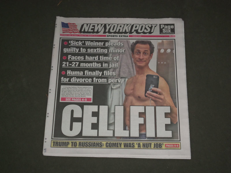 2017 MAY 20 NEW YORK POST NEWSPAPER - ANTHONY WEINER - PLEADS GUILTY TO SEXTING