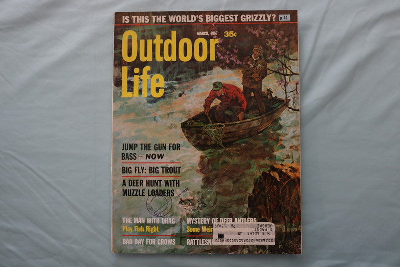 1967 MARCH OUTDOOR LIFE MAGAZINE - ILLUSTRATED FISHERMEN COVER - E 26672