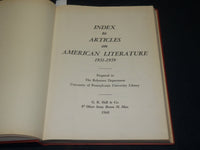 1960 INDEX TO ARTICLES ON AMERICAN LITERATURE BOOK - LIMITED EDITION - KD 1176G