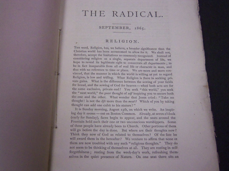 1865-1867 THE RADICAL MONTHLY MAGAZINE LOT OF 21 - NATURAL RELIGION - WR 166