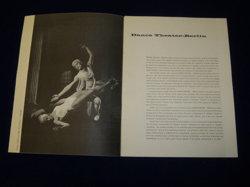 1956-1957 DANCE THEATRE - BERLIN BALLET PROGRAM - TATJANA GSOVSKY - J 5111