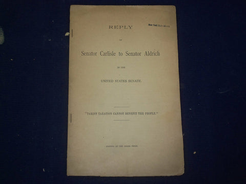 1892 REPLY OF SENATOR CARLISLE TO SENATOR ALDRICH - J 4582