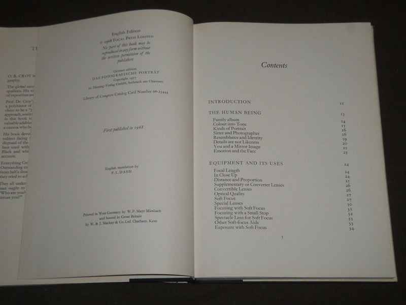 1968 THE PHOTOGRAPHIC PORTRAIT BY O. R. CROY HARDCOVER BOOK - KD 3783