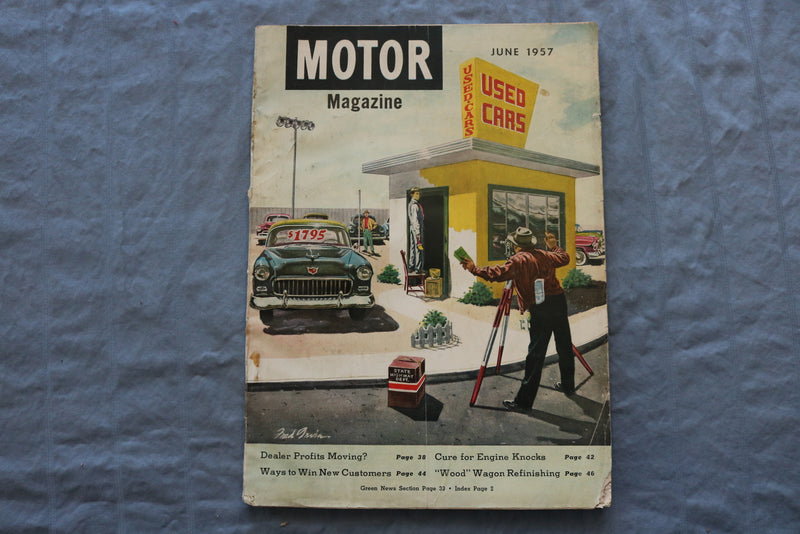 1957 JUNE MOTOR MAGAZINE - A GREAT ILLUSTRATION COVER - SP 1196L