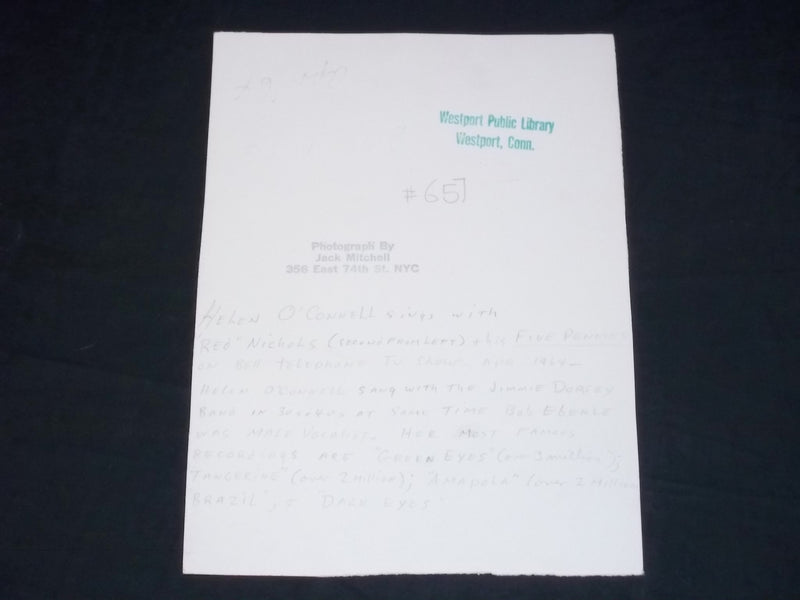 1964 HELEN O'CONNELL ORIGINAL BLACK & WHITE 7 3/8