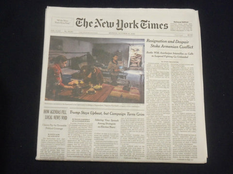 2020 OCTOBER 19 NEW YORK TIMES - TRUMP STAYS UPBEAT, BUT CAMPAIGN TURNS GRIM