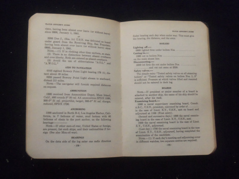 1941 WATCH OFFICER'S GUIDE - U.S. NAVY - SOFT LEATHER COVERED BOOK - KD 8331
