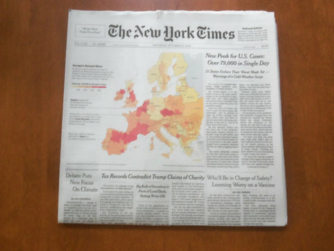 2020 OCTOBER 24 NEW YORK TIMES- NEW PEAK FOR US CASES: OVER 79,000 IN SINGLE DAY