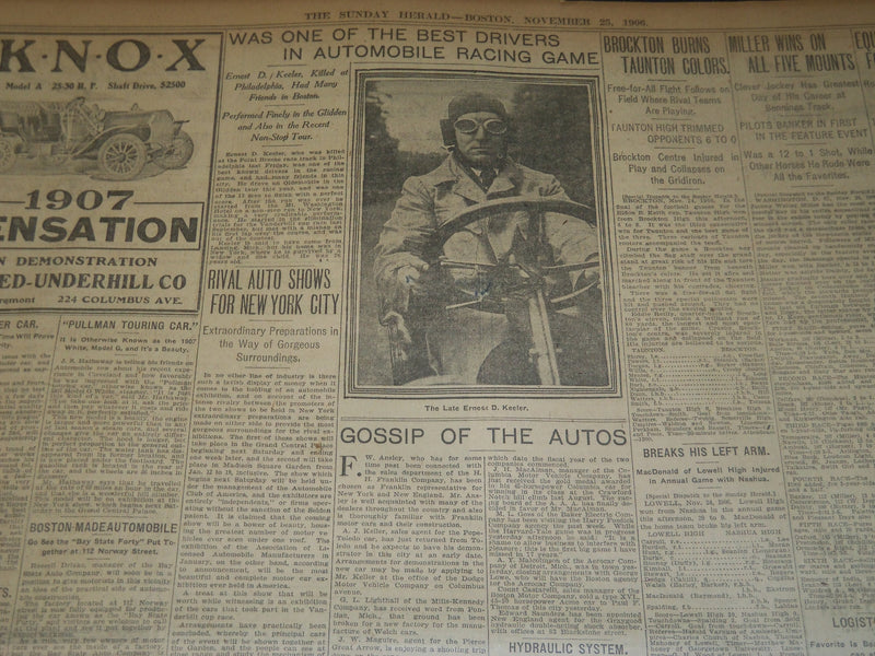 1906 NOVEMBER 25 THE BOSTON HERALD - YALE BEATS HARVARD 6-0 PEARY - BH 126