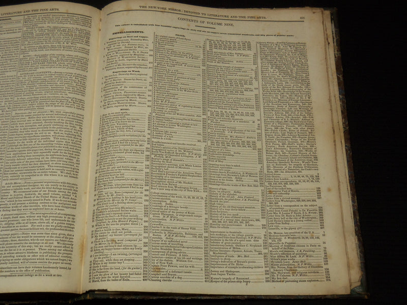 1831-1832 NEW YORK MIRROR AND LADIES GAZETTE BOUND VOLUME - R 89H