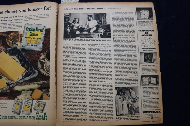 1955 MAR 13 AMERICAN WEEKLY MAGAZINE - RITA HAYWORTH ARTICLE AND PHOTO - E 23267