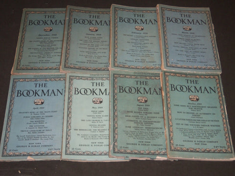 1918-1919 THE BOOKMAN MAGAZINE LOT OF 8 ISSUES -STORIES & ILLUSTRATIONS- WR 76