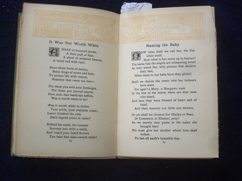 1901 LYRICS OF LOVE OF HEARTH & HOME HARDCOVER BOOK BY MARGARET SANGSTER-KD 8425