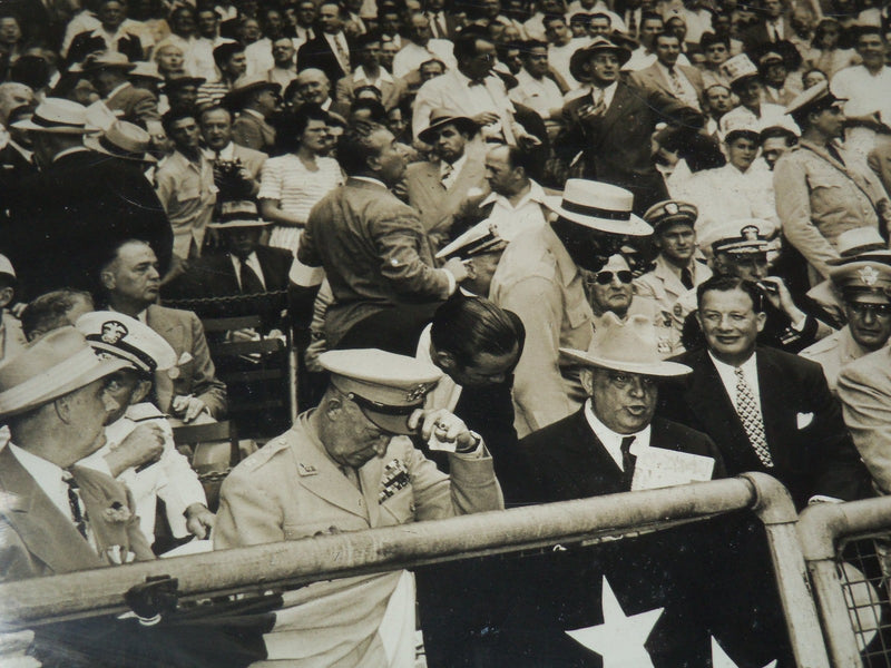 1940'S EISENHOWER - LA GUARDIA - STONEHAM BASEBALL PARK FRAMED PHOTO - #209