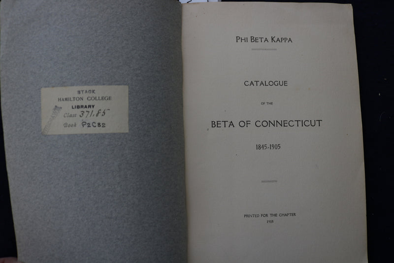 1905 TRINITY COLLEGE HARTFORD - BETA OFCONNECTICUT 1845-1905 -SOFTCOVER - K 1415
