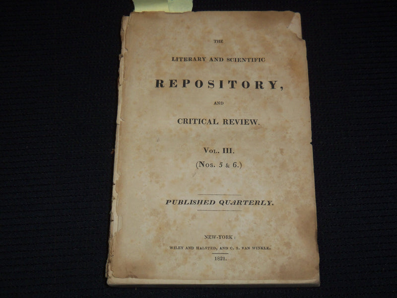 1821 THE LITERARY AND SCIENTIFIC REPOSITORY & CRITICAL REVIEW VOLUME 3 - J 9555