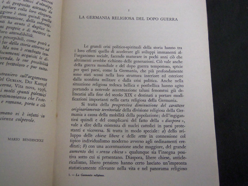 1936 LA GERMANIA RELIGIOSA NEL III REICH BOOK BY MARIO BENDISCIOLI - KD 5620
