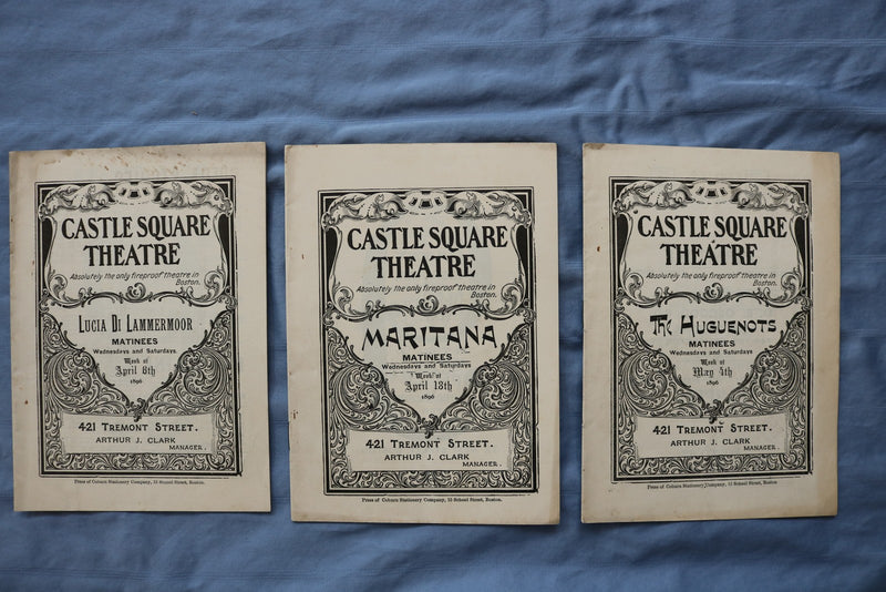 1896 CASTLE SQUARE THEATRE PROGRAM MAGAZINE - LOT OF 13 - BOSTON - K 2729