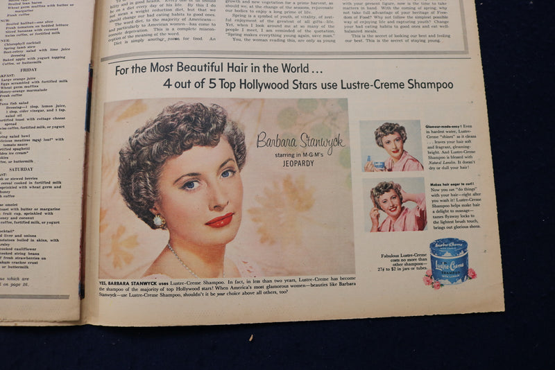 1953 MARCH 22 AMERICAN WEEKLY MAGAZINE - BARBARA STANWYCK AD - E 23243