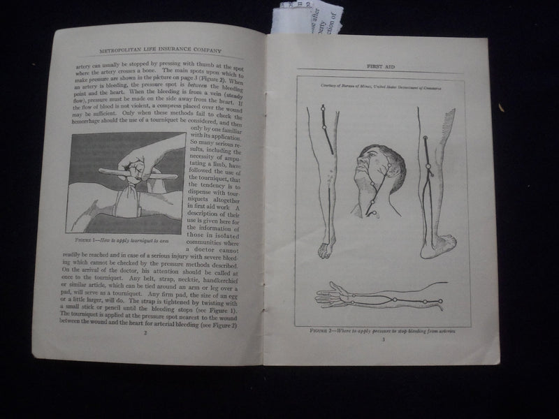 1930'S FIRST AID SOFTCOVER BOOK - METROPOLITAN LIFE INSURANCE COMPANY - J 9629