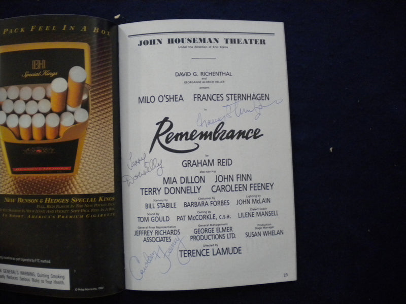 1992 REMEMBRANCE PLAYBILL - FRANCES STERHAGEN + 2 SIGNATURES - J 8323