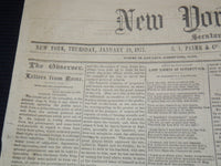 1877 JANUARY 18 NEW YORK OBSERVER NEWSPAPER - A THROUGH TRAIN - NP 8979