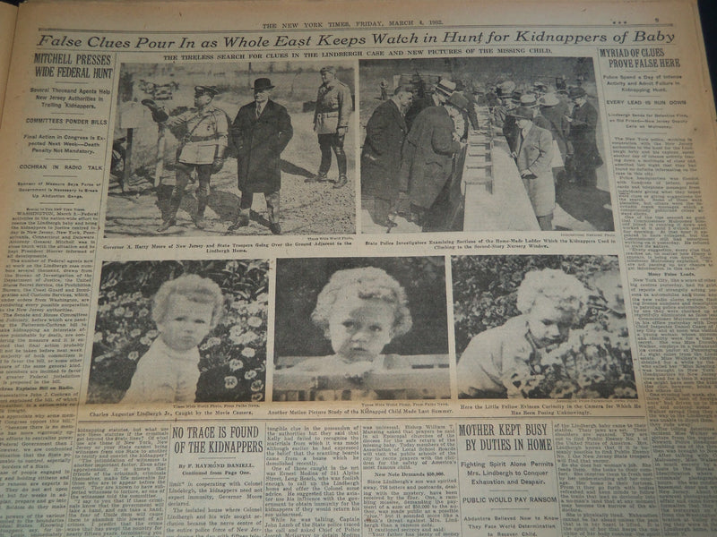 1932 MARCH 4 NEW YORK TIMES - WORLD WAITS HOPEFULLY THAT BABY IS SAFE - NT 7430
