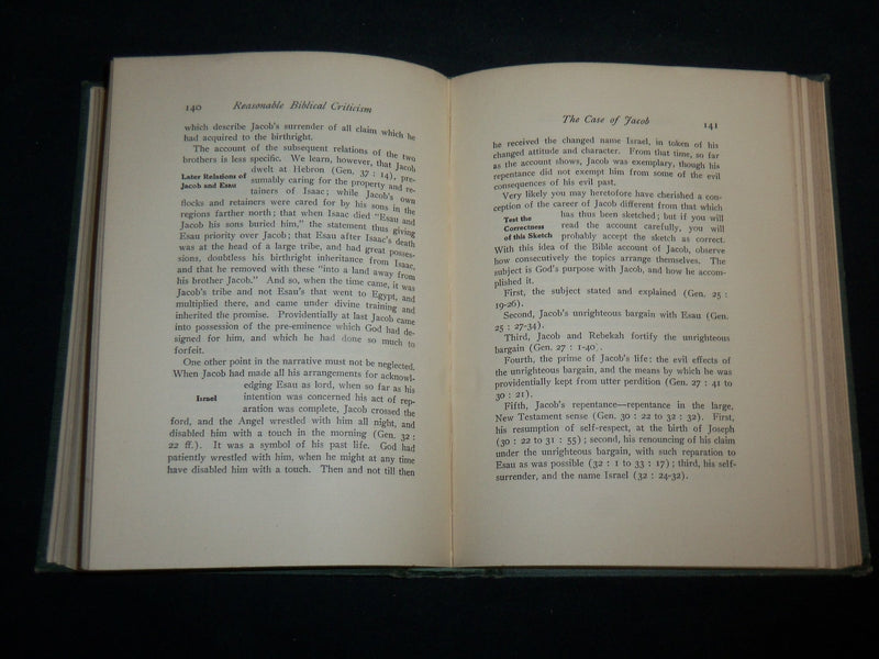 1911 REASONABLE BIBLICAL CRITICISM HARDCOVER BOOK BY WILLIS J. BEECHER - KD 6615