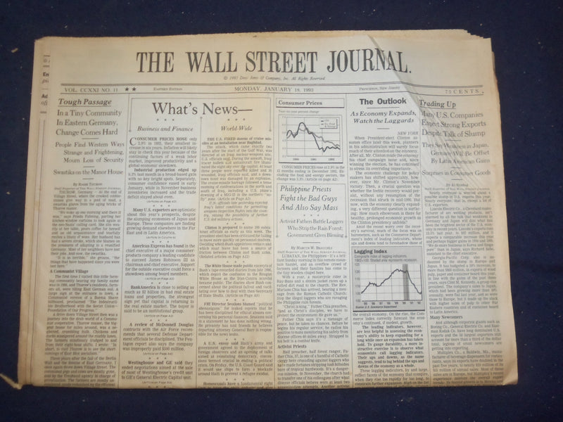 1993 JAN 18 THE WALL STREET JOURNAL-U.S. COMPANIES EXPECT STRONG EXPORTS- WJ 387