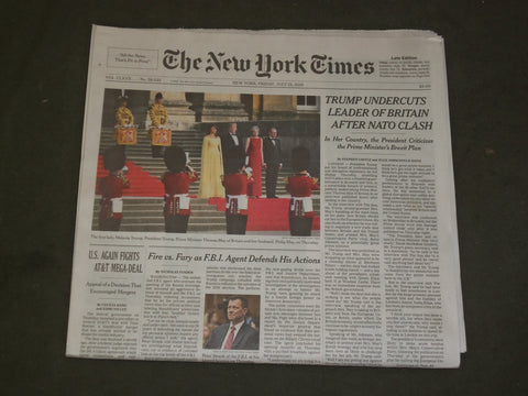 2018 JULY 13 NEW YORK TIMES-TRUMP UNDERCUTS BRITAIN THERESA MAY AFTER NATO CLASH