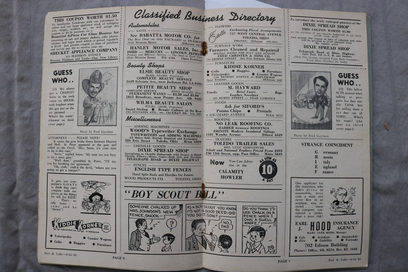 1940 SEPTEMBER-OCTOBER THE CALAMITY HOWLER SOFTCOVER BOOK - OHIO - K 3465