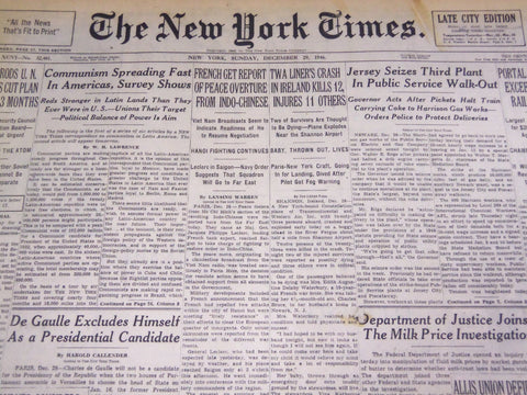 1946 DEC 29 NEW YORK TIMES - TWA LINER CRASH IN IRELAND KILLS 12 - NT 2239