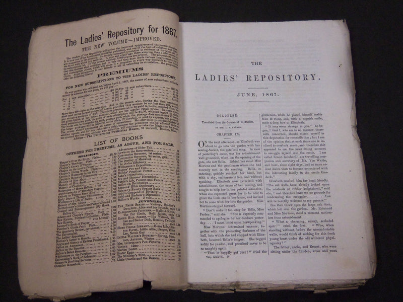 1867 LADIES' REPOSITORY LITERATURE & RELIGION MAGAZINE LOT OF 10 - WR 241H