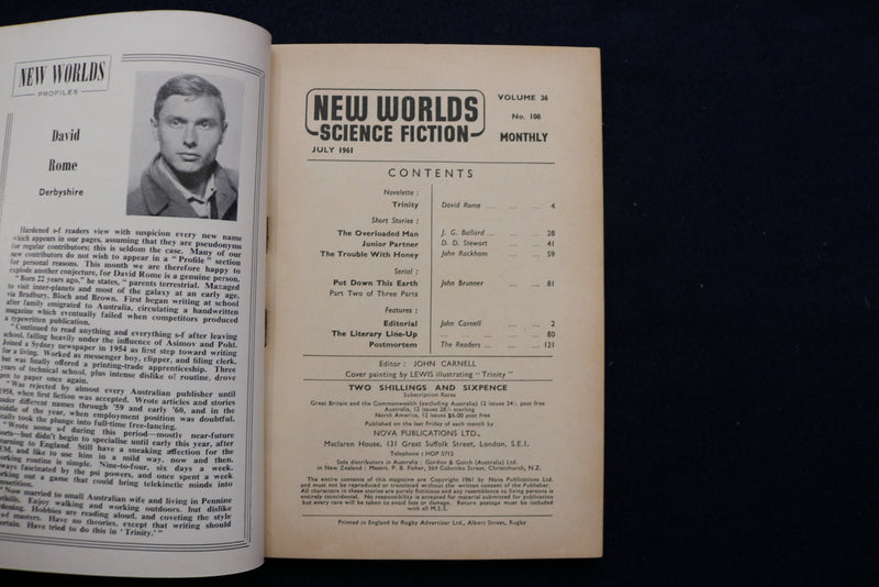 1961 JULY NEW WORLDS SOFTCOVER DIGEST MAGAZINE - VOLUME 36, NUMBER 108 - K 441