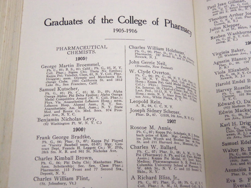 1916 COLUMBIA UNIVERSITY CATALOGUE OF GRADUATES 16TH EDITION VOLUME - KD 1891