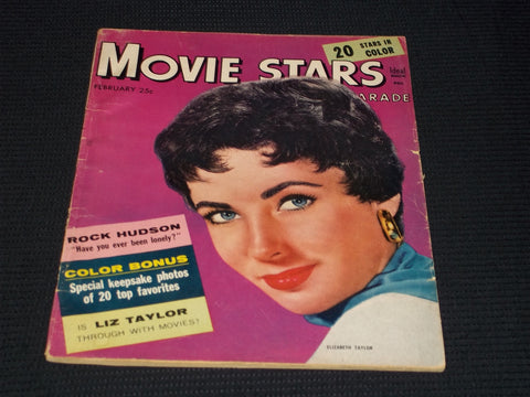 1955 FEBRUARY MOVIE STARS PARADE MAGAZINE - LIZ TAYLOR FRONT COVER - E 14855