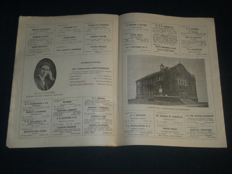 1918 GRAND CONCERT ST. DOMINIQUE PROGRAMME MAGAZINE - LEWISTON, ME - B 6578