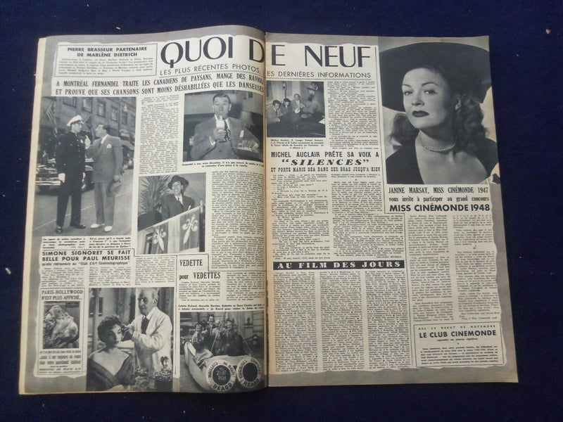 1948 OCT 19 CINEMONDE MAGAZINE - MAUREEN O'HARA COVER - FRENCH EDITION- SP 4868A