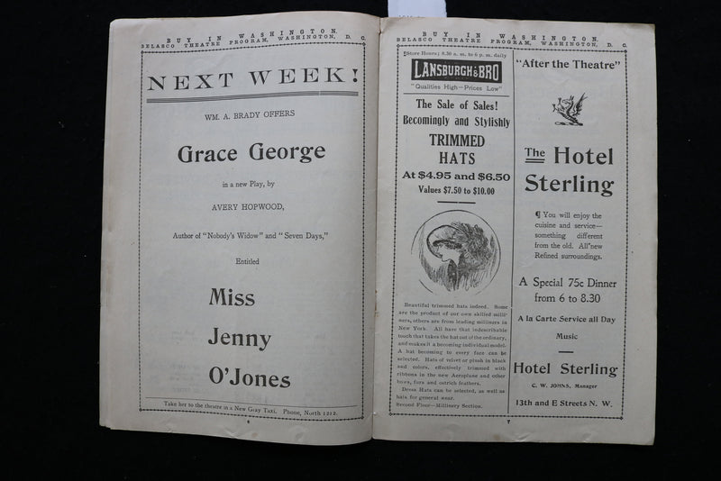 1913 DECEMBER 1 THE BLUE BIRD PROGRAM - BELASCO THEATRE - K 1952