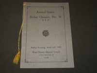 1923 APRIL 6 BUTLER CHAPTER NO. 36 O. E. S. ANNUAL DANCE PROGRAM - J 3493