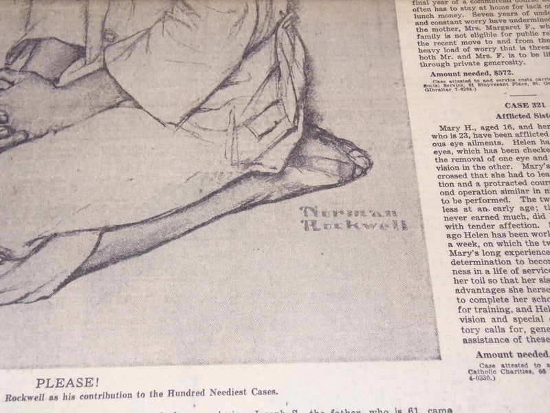 1938 DEC 25 NEW YORK TIMES REMEMBER THE NEEDIEST - NORMAN ROCKWELL - NT 9557